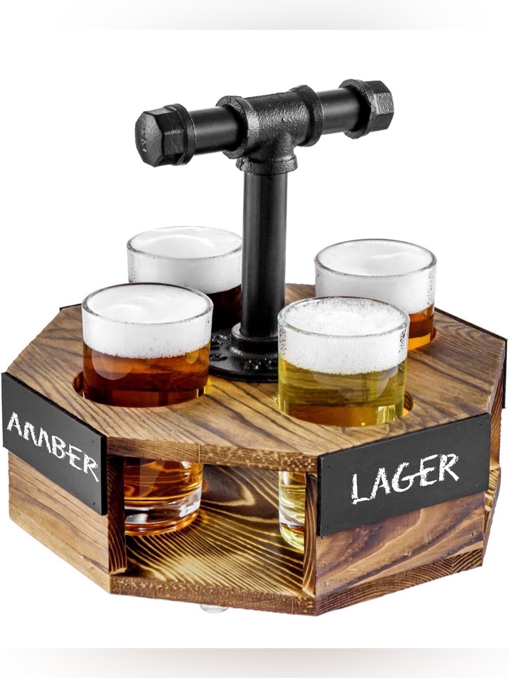 Wooden mini beer/ shots server set with chalkboard and chalk NWT